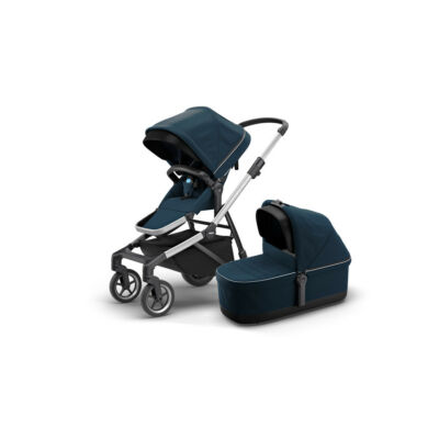 THULE Sleek + Bassinet Navy Blue/ Aluminium